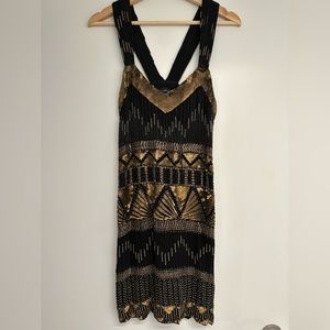 Black and Gold Sequin Dress